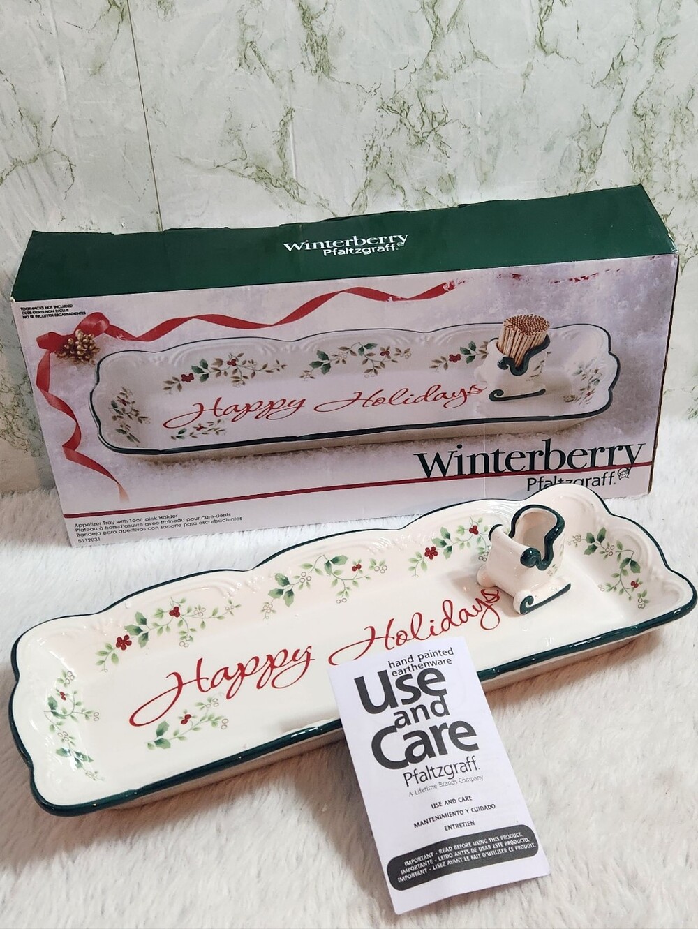 Pfaltzgraff Winterberry Appetizer Tray wih Toothpick Holder